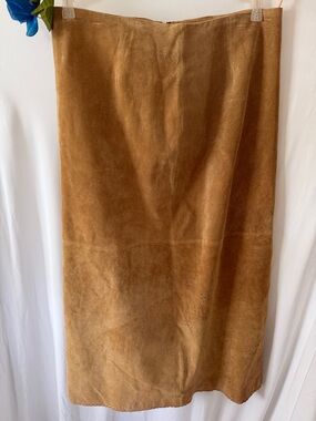 Marsh Landing Camel Suede Maxi Skirt